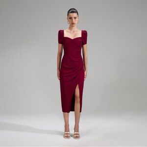Self-Portrait Burgundy Midi Dress